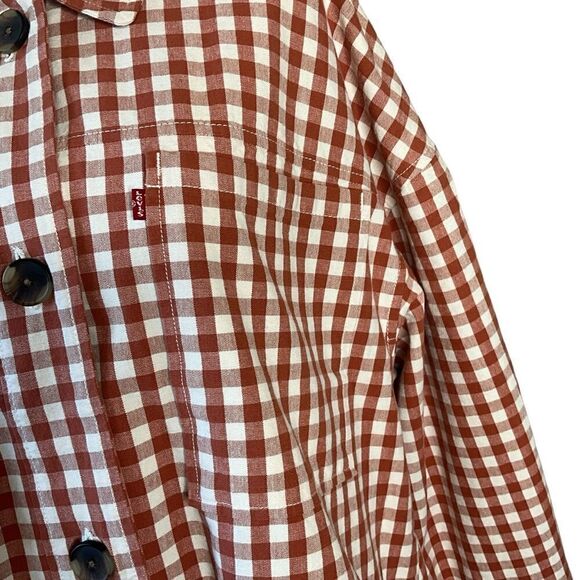 Levi's Woman's Cara Cotton Prep Jacket Size L Baked Clay Check Pattern NWT - Picture 3 of 16